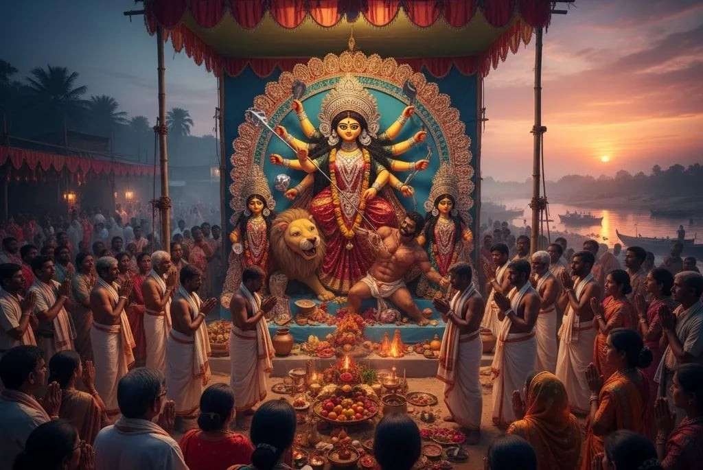 বিসর্জনের সময়ে বর্ণাঢ্য শোভাযাত্রা করা হত। এমনকী, বিসর্জনের আগে নীলকণ্ঠ পাখি ওড়ানো, গান স্যালুট দেওয়া, কামান দাগা, বুলবুলির লড়াই করানো, আতর দিয়ে ঘর মোছা, নোটের ঘুড়ি ওড়ানোর মতো নানা রেওয়াজও শুরু হয়!