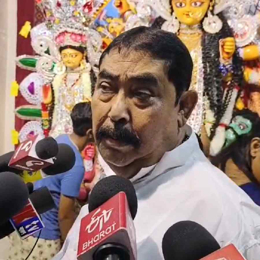 গ্রামের পুজোয় অনুব্রত।