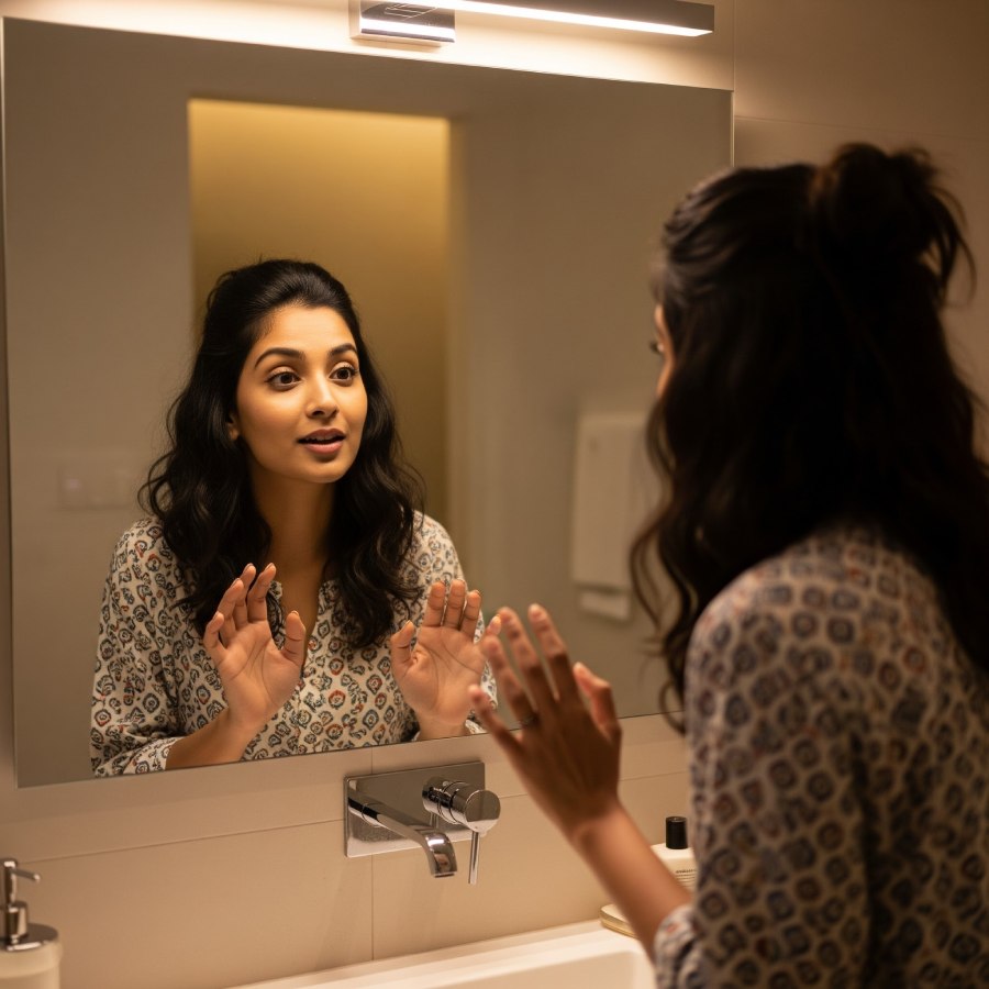 Mirror talking can increase self-confidence but has adverse effect dgtl