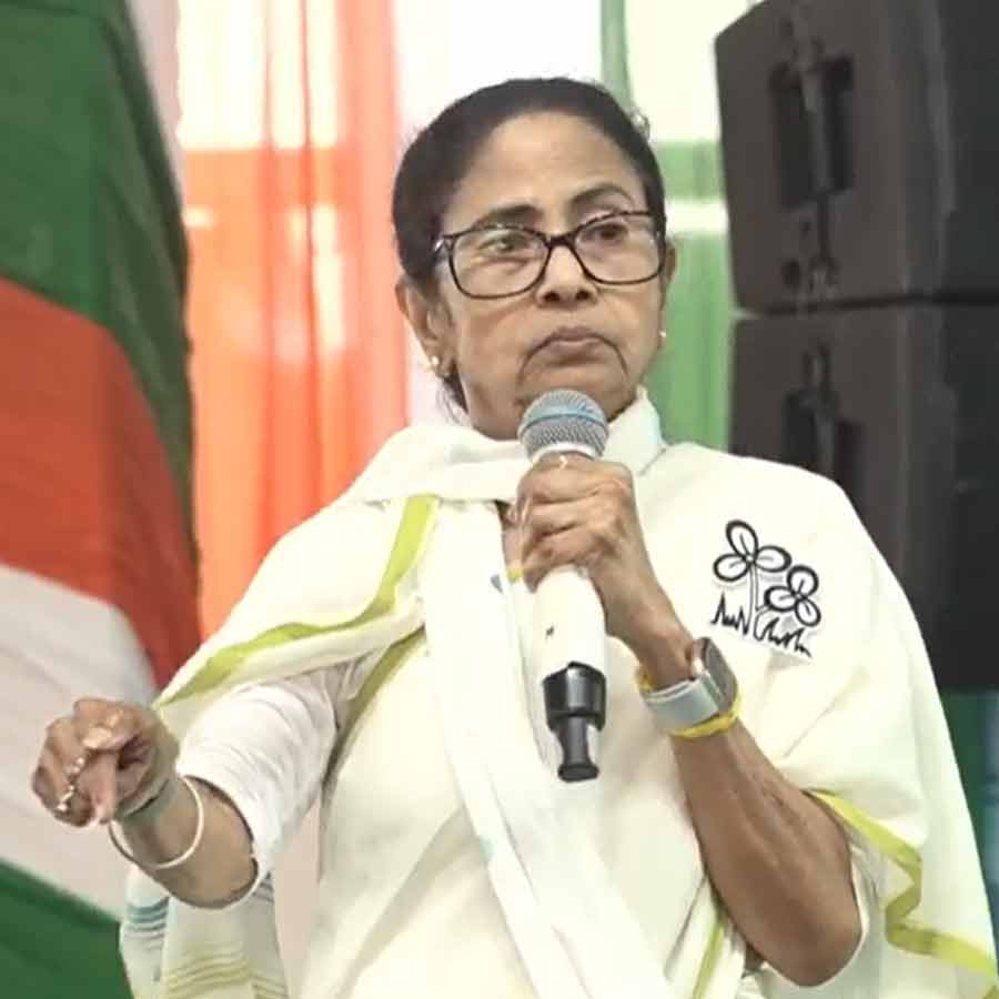 মমতা বন্দ্যোপাধ্যায়। মুর্শিদাবাদের নবগ্রামের জনসভায়।