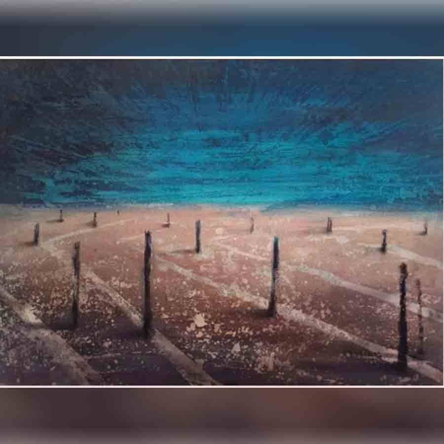 Review of an art exhibition held at Charubasona gallery on the works of young artist Emon Dey