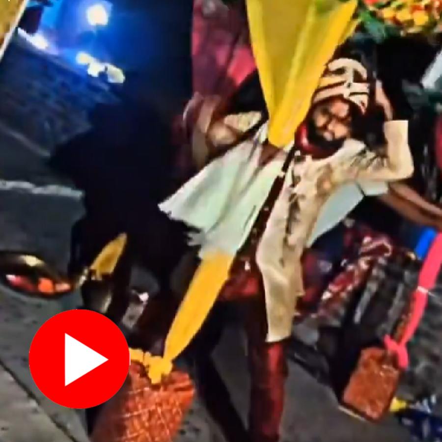 Video shows groom trying to save wedding mandap amid heavy storm