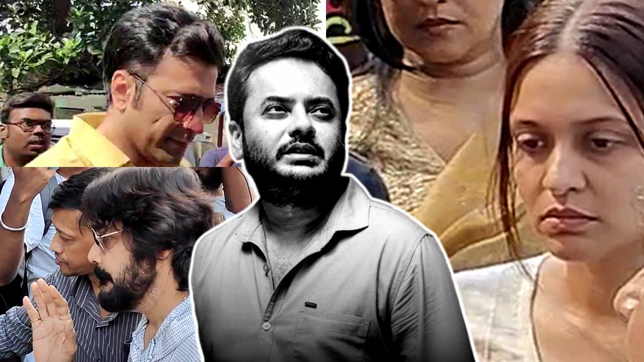 রিজেন্ট পার্ক থানায় প্রিয়াঙ্কা ও আর্টিস্ট ফোরামের সদস্যরা।