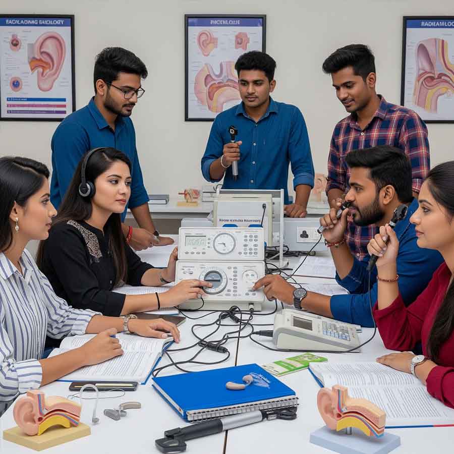 What courses are available for audiologists, and what are the study and job options dgtl