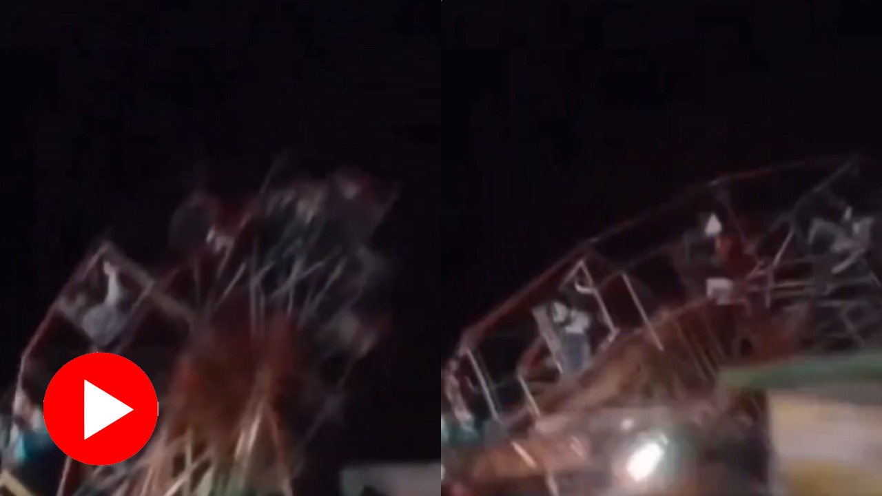 Video shows overloaded 60 feet swing crashes in Uttar Pradesh fair