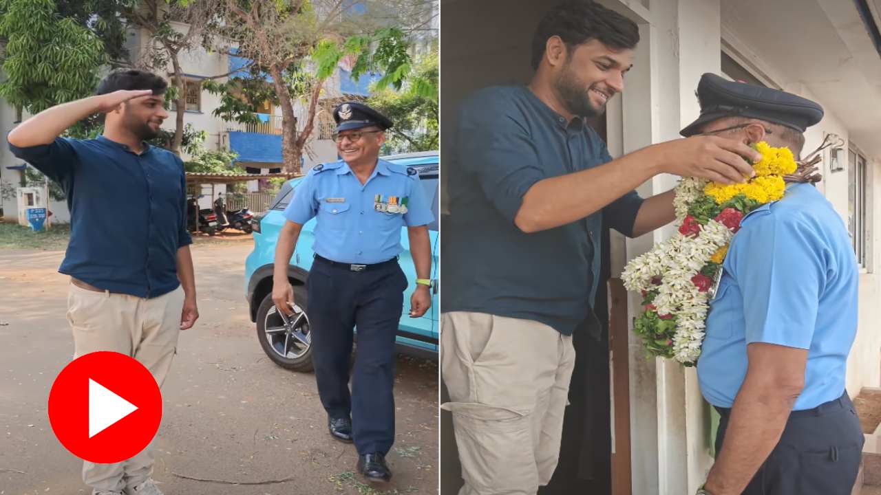 Video shows Son greets father and shows respect after he retires from the Indian Air Force