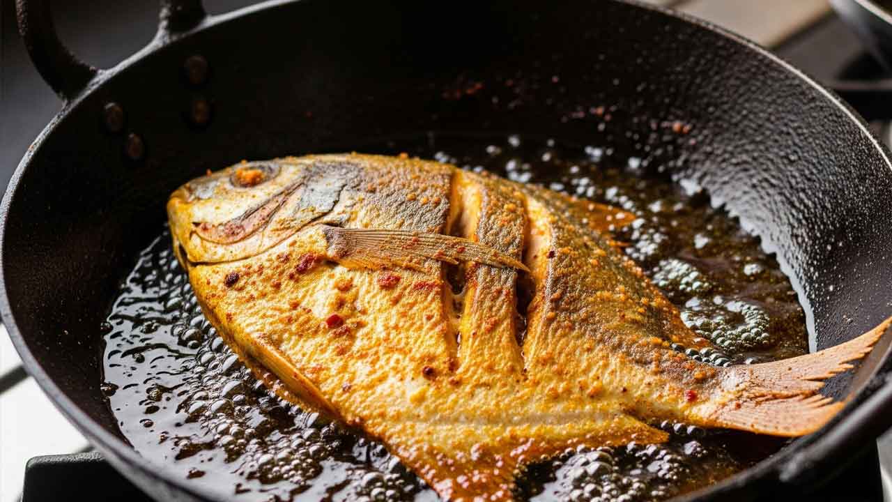 মাছ ভাজতে গিয়েই যত বিপত্তি।