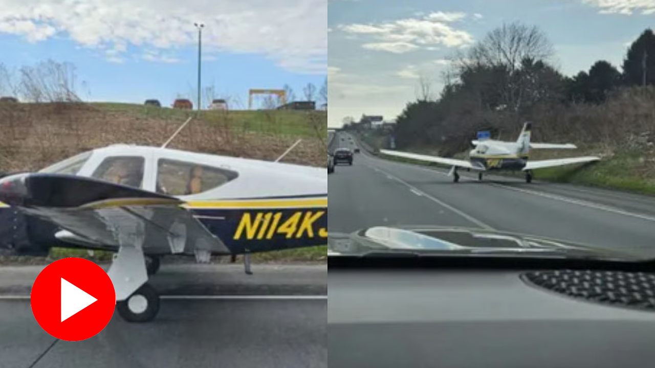 Video show small plane does emergency landing on busy Pennsylvania road