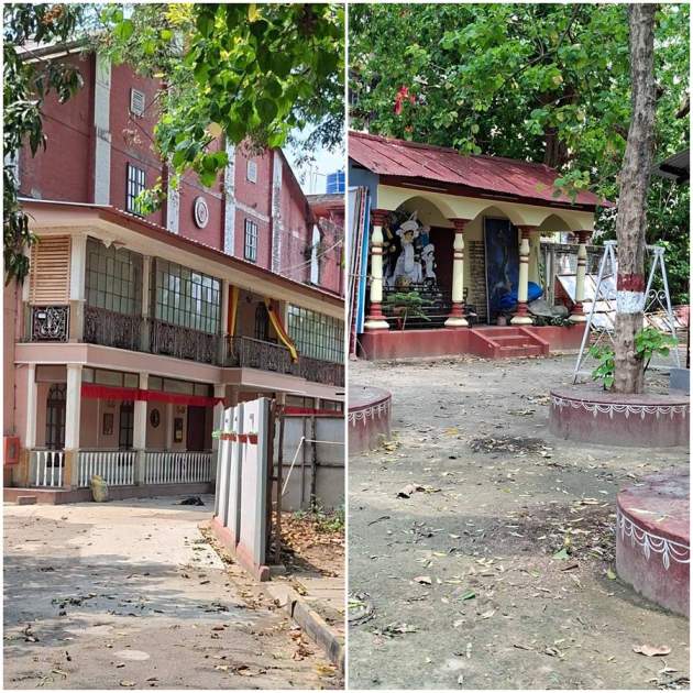 স্টুডিয়োর ভিতরে রাস্তা ধরে এগোলেই সামনে বাংলো বাড়ি। বিপরীতে সাজানো বাগান।