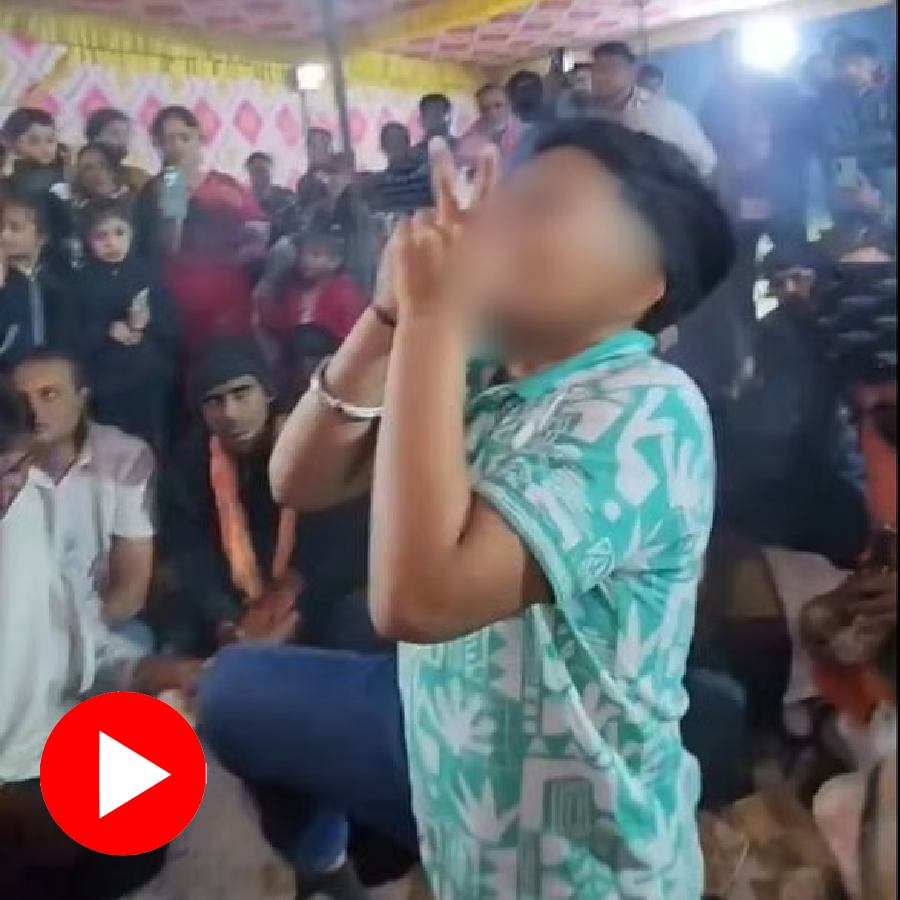 Video shows crowd cheers as young boy smoking multiple cigarettes at a time in Gujarat