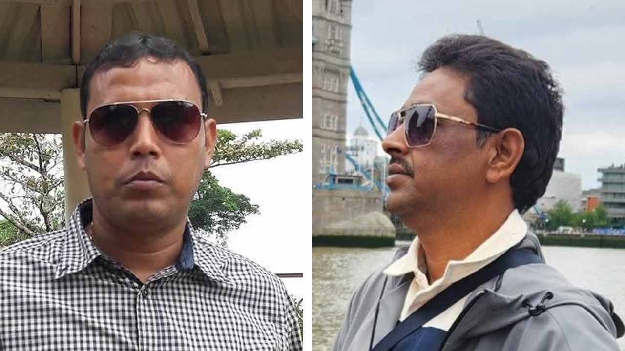 (বাঁ দিকে) কিরণ খাঁ, চিন্ময় মণ্ডল (ডান দিকে)।