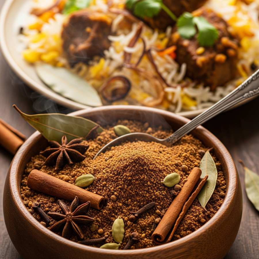 বিরিয়ানি রাঁধার মশলা।