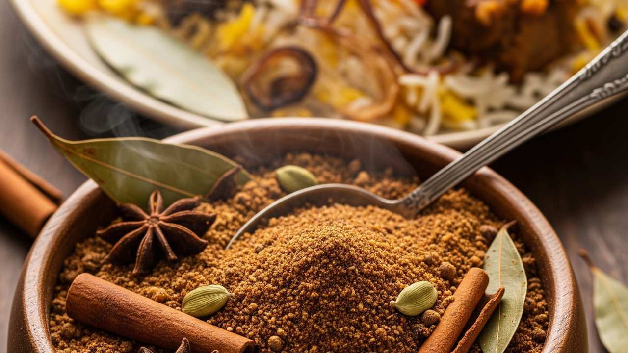 বিরিয়ানি রাঁধার মশলা।