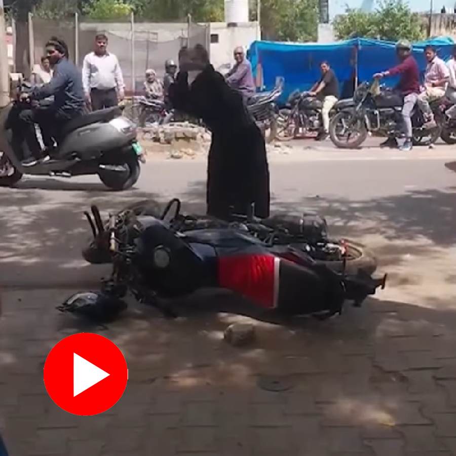 Video shows woman from Uttar Pradesh breaks husband’s bike on infidelity suspect