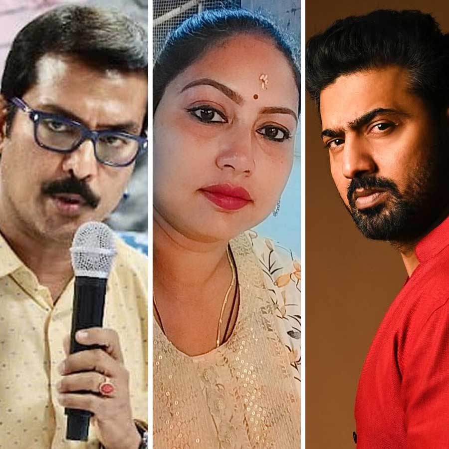 স্বরূপ বিশ্বাস, সিমরন পাল, দেব (বাঁ দিক থেকে ডান দিকে)।