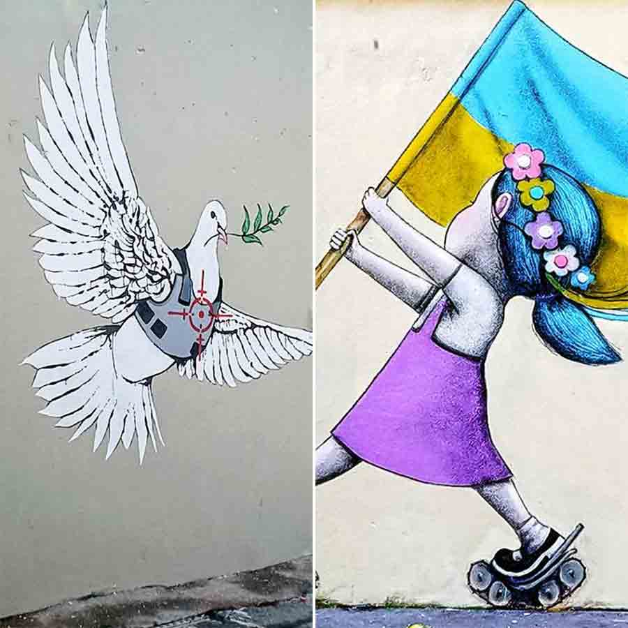 Protest against war in wall paintings and graffiti