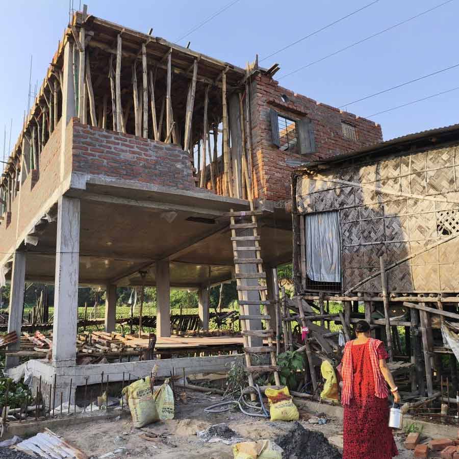 A house under construction in Rajpur-Sonarpur Municipality collapsed