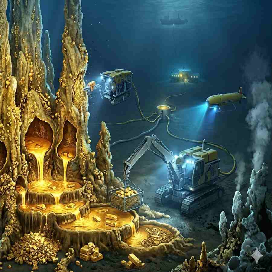  অবিশ্বাস্য মনে হলেও এটি বাস্তব। সমুদ্রের গভীরে সত্যিই জমছে হলুদ ধাতু। যুগ-যুগান্ত ধরে সেই প্রাকৃতিক ধাতু জমে কালক্রমে গড়ে উঠেছে ‘গোল্ড ফ্যাক্টরি’ বা সোনার কারখানা। বিজ্ঞানীরা যা আবিষ্কার করেছেন তা আক্ষরিক অর্থে কোনও কারখানা নয়। এটি একটি স্বর্ণ প্রক্রিয়াকরণ কেন্দ্র। মহাসমুদ্রের তলদেশ ঘিরে গড়ে উঠেছে এই সোনা তৈরির কারখানা।