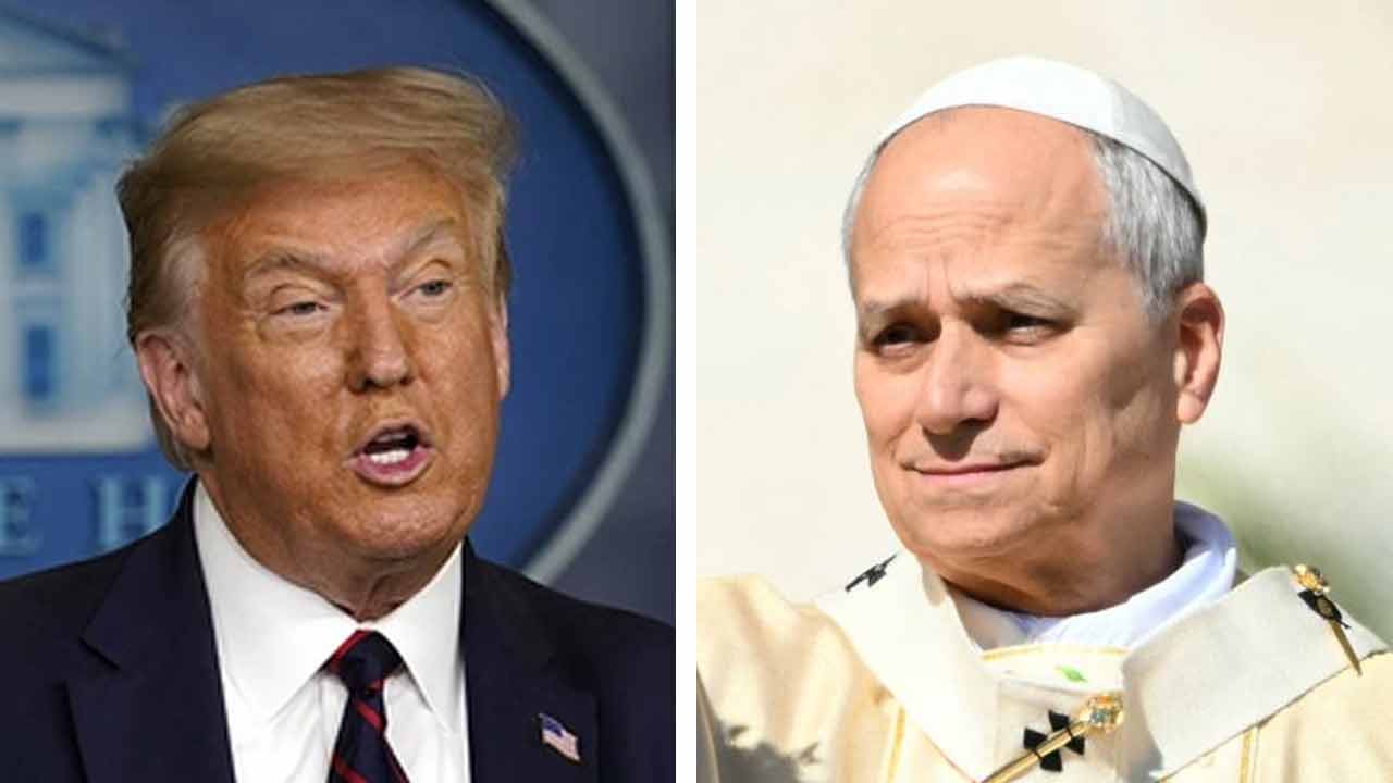 (বাঁ দিকে) আমেরিকার প্রেসিডেন্ট ডোনাল্ড ট্রাম্প এবং পোপ লিও (ডান দিকে)।