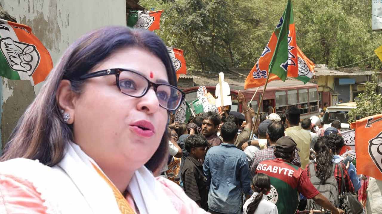 এন্টালি বিধানসভা কেন্দ্রের বিজেপি প্রার্থী প্রিয়ঙ্কা টিবরেওয়াল। মঙ্গলবার প্রগতি ময়দান থানা এলাকায় তাঁর প্রচার ঘিরে উত্তেজনা ছড়ায়।