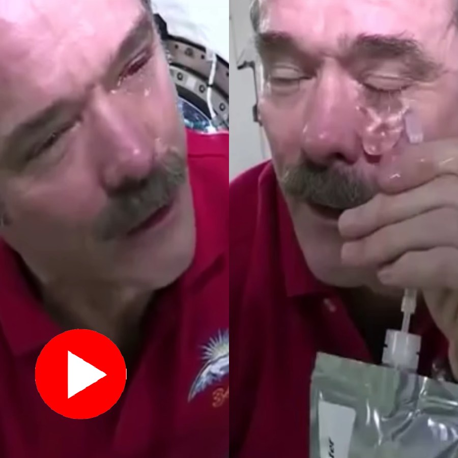 Video shows astronaut experiments about what will happen if someone cry in space