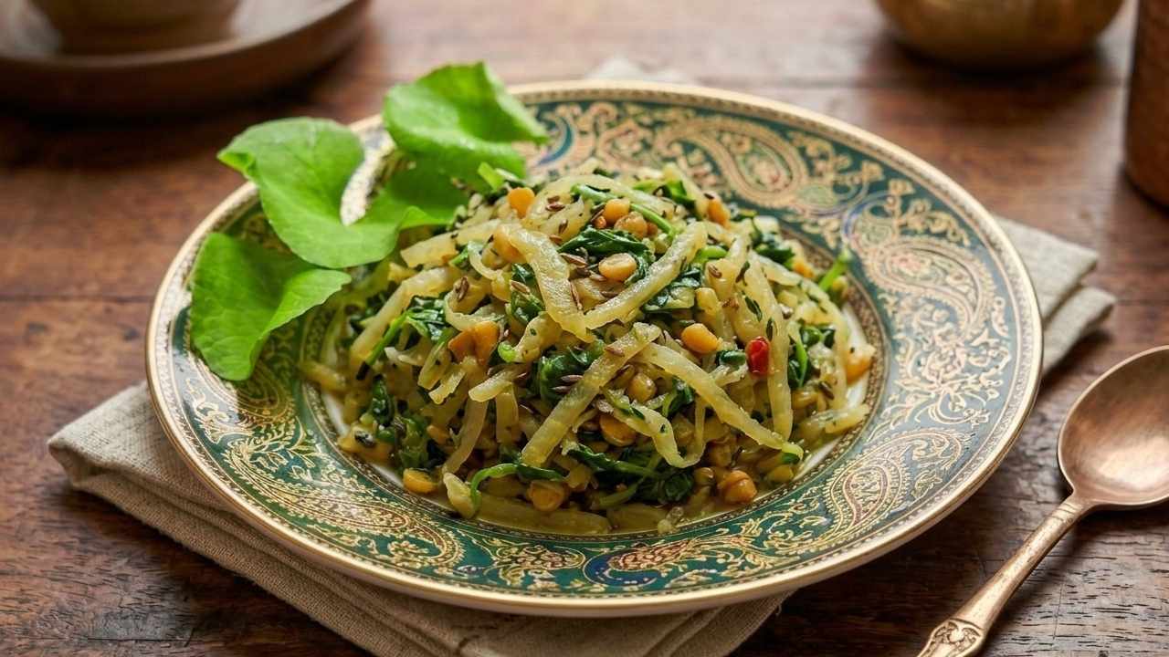 থানকুনি পাতা দিয়ে মুলোর ঘণ্ট।