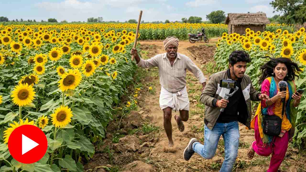 Video shows farmer chasing away reel makers from his sunflower field