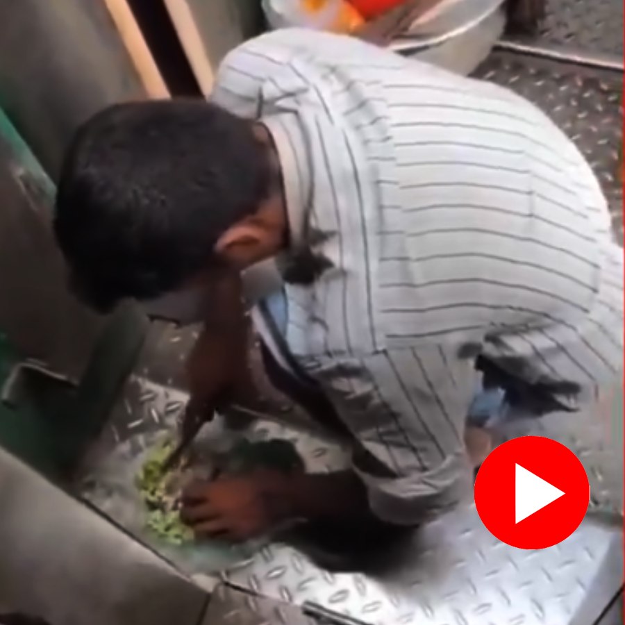 man cutting vegetables