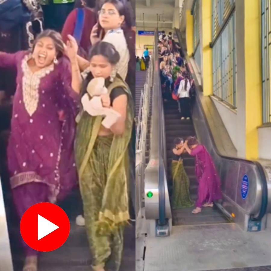 Video shows brawl between two women in running escalator
