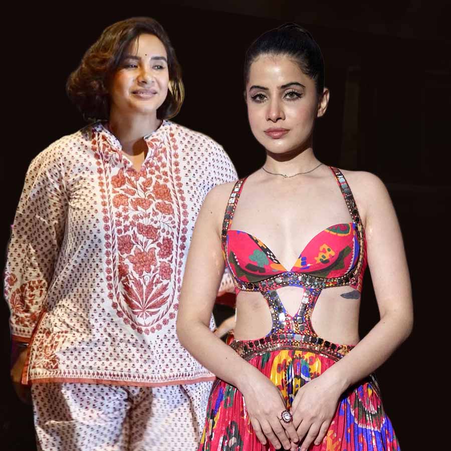 (বাঁ দিকে) পত্রলেখা, (ডান ডিকে) উর্ফী জাভেদ।