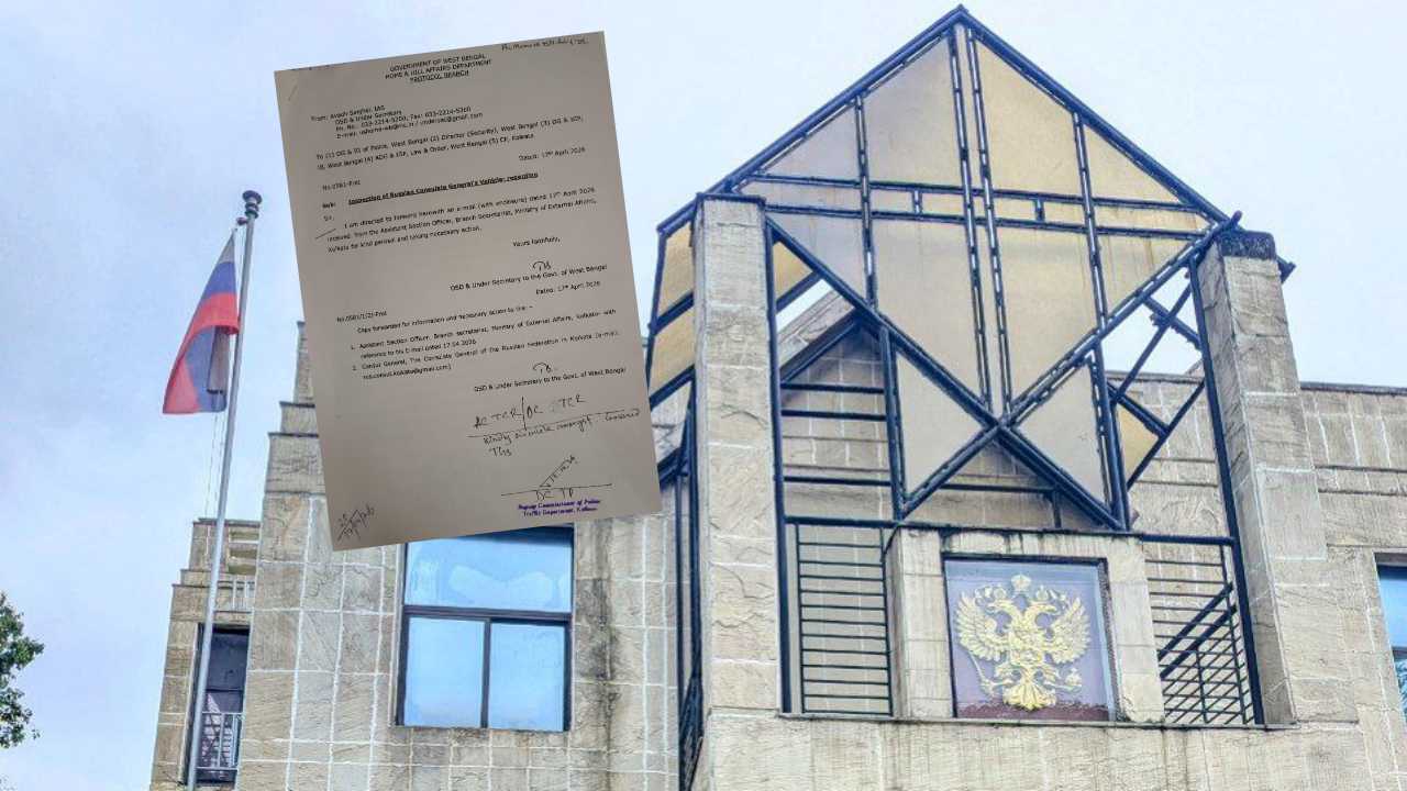 কলকাতার রুশ উপদূতাবাস। (ইনসেটে) রুশ উপদূতাবাসের চিঠি।