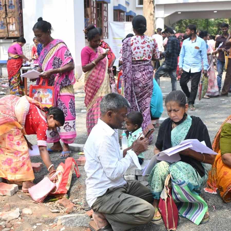 হয়রান: রানাঘাটে জেলাশাসকের দফতরে ট্রাইবুনালে আবেদনকারীদের ভিড়।