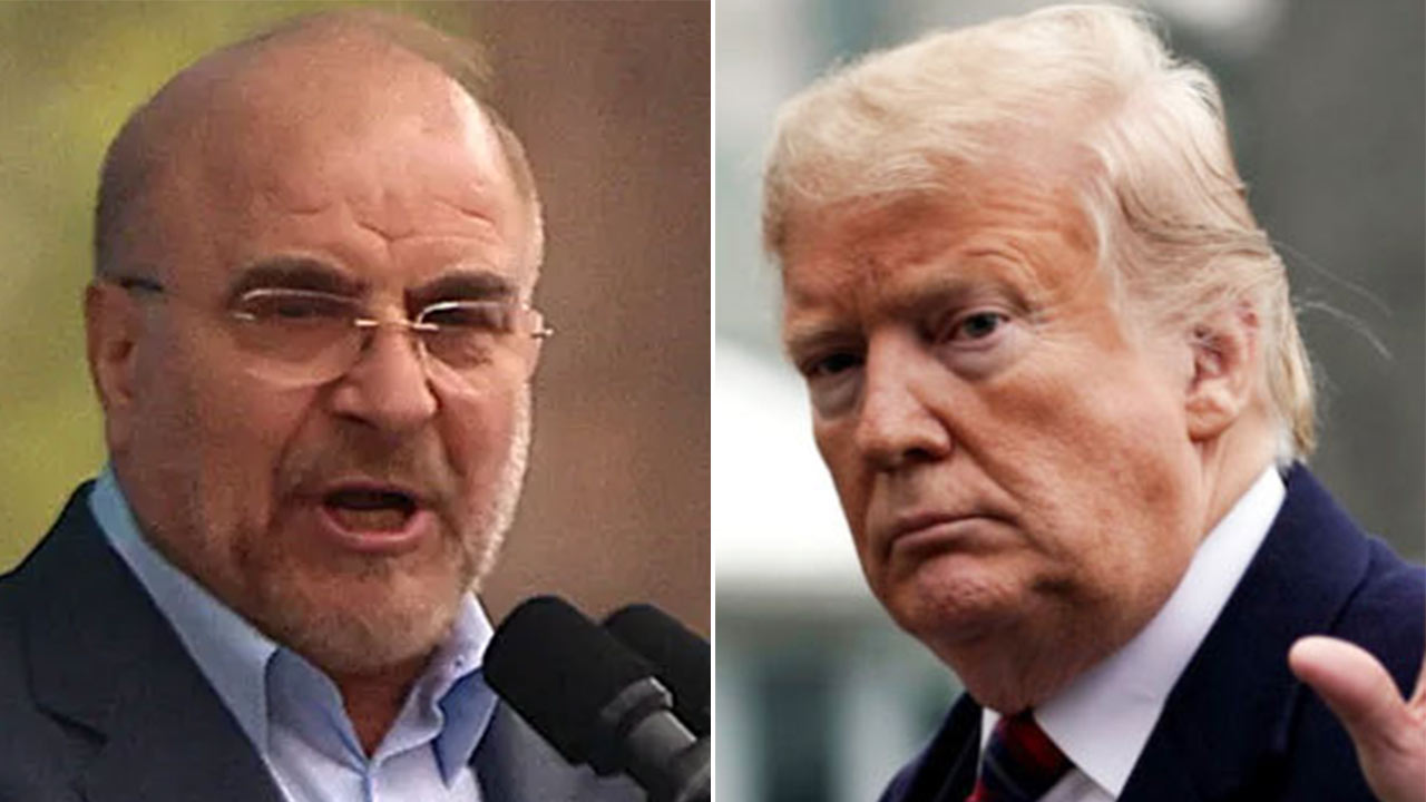 (বাঁ দিকে) ইরান পার্লামেন্টের স্পিকার বাকের কালিবাফ। (ডান দিকে) মার্কিন প্রেসিডেন্ট ডোনাল্ড ট্রাম্প।