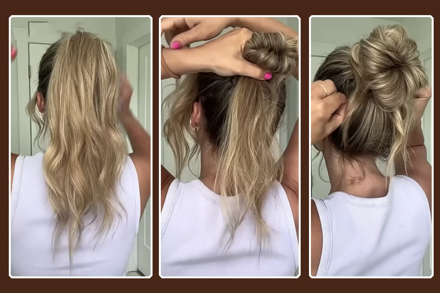 মাথার উপরে এলোমেলো খোঁপা!