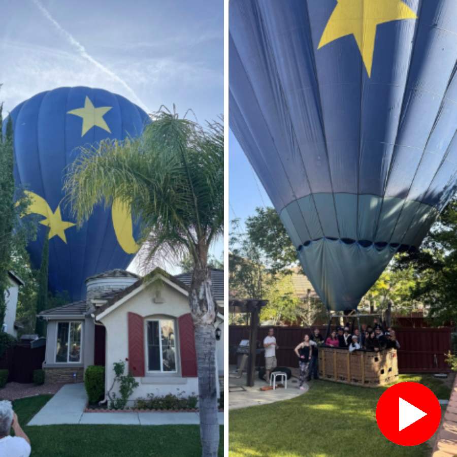 A video shows hot air balloon carrying 13 people landed in a family backyard goes viral dgtl