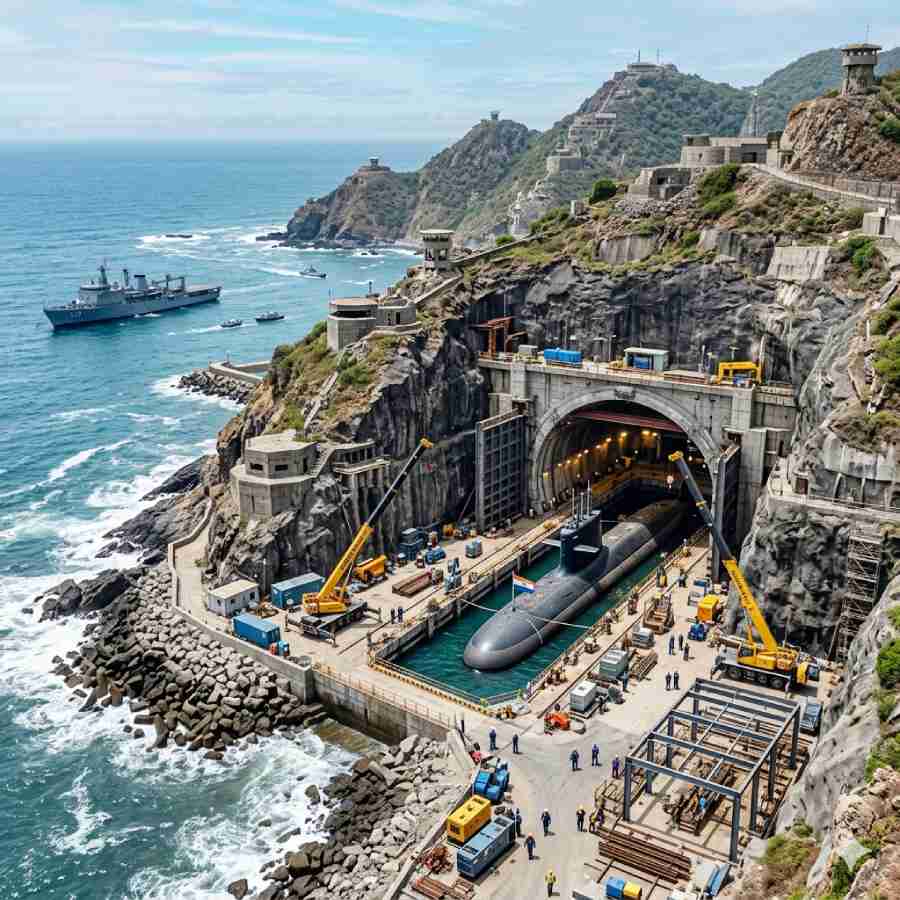 Indian Navy develops INS Varsha, an underground base for nuclear submarines to counter Chinese PLA