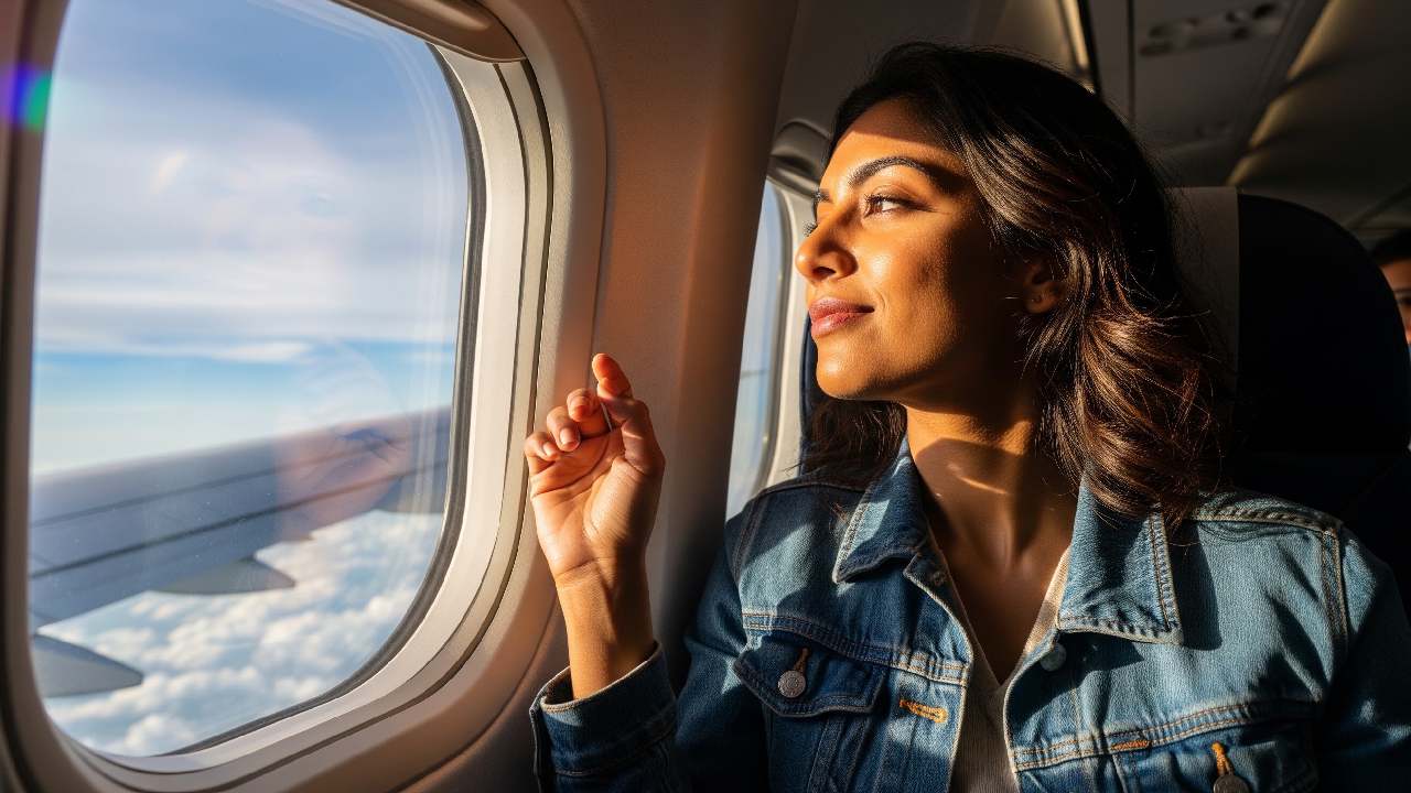 বিমানের জানলা দিয়ে আসা রোদ দ্বিগুণ ক্ষতি করতে পারে ত্বকের। কোন সুরক্ষা বলয়ে মুড়বেন নিজেকে?