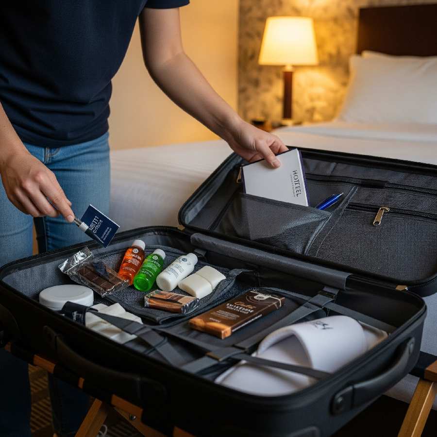 Items you can and cannot bring home from hotel room