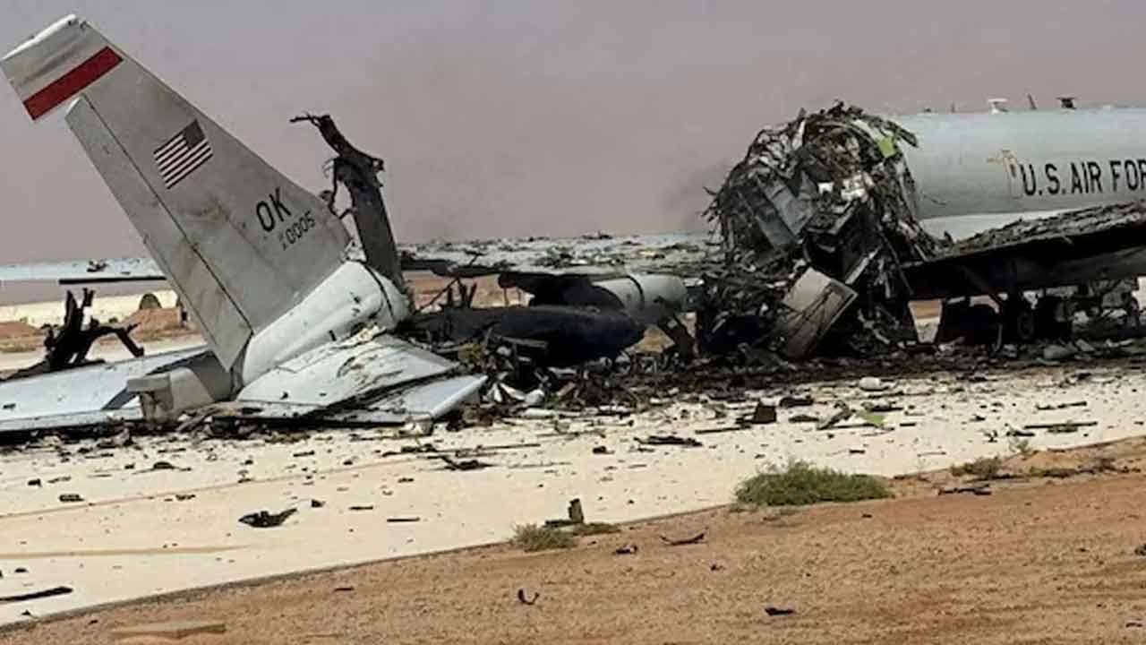 মার্কিন বিমান ধ্বংস ইরানের হামলায়। ছবি: সংগৃহীত।