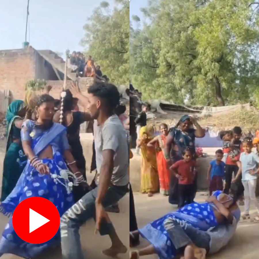 Video shows a man and woman dancing in bizarre way in a village