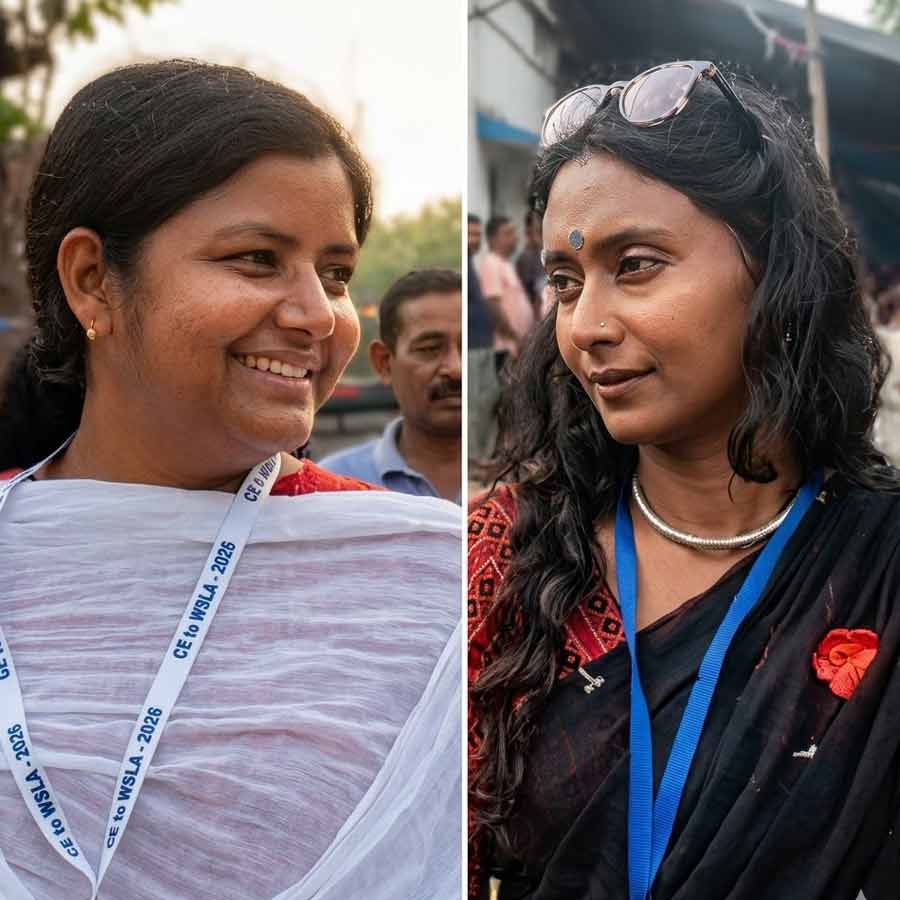 Minakshi Mukherjee and Dipsita Dhar toured various booths throughout the day on Wednesday