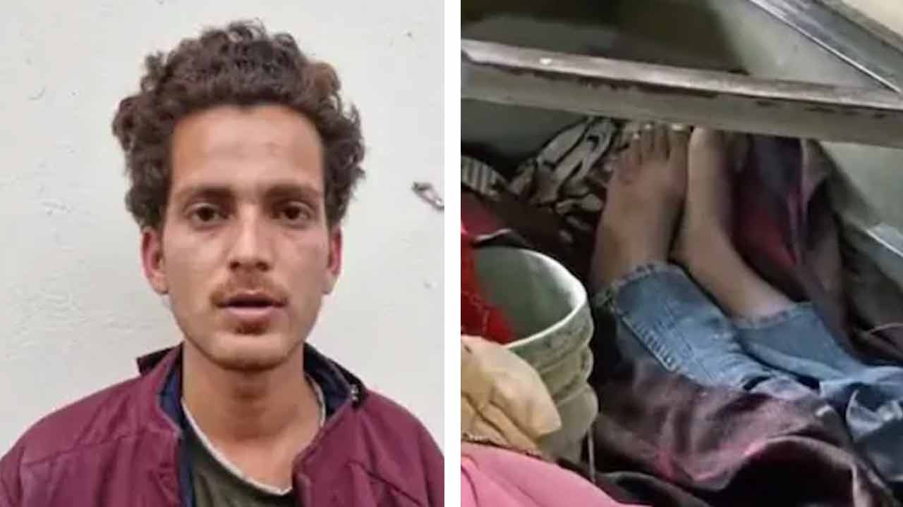 (বাঁ দিকে) অভিযুক্ত রেহান। ডিভানে কিশোরের দেহ (ডান দিকে)।