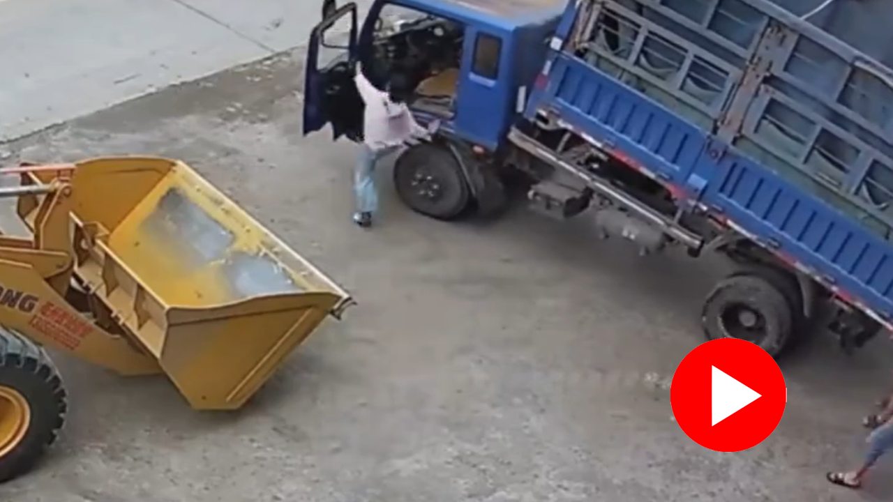 Video shows woman jumps inside moving truck and stops it