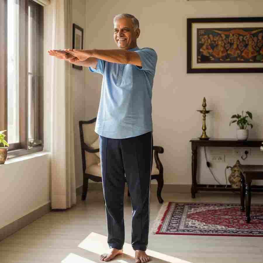Easy yoga poses and stretching exercises for senior citizens