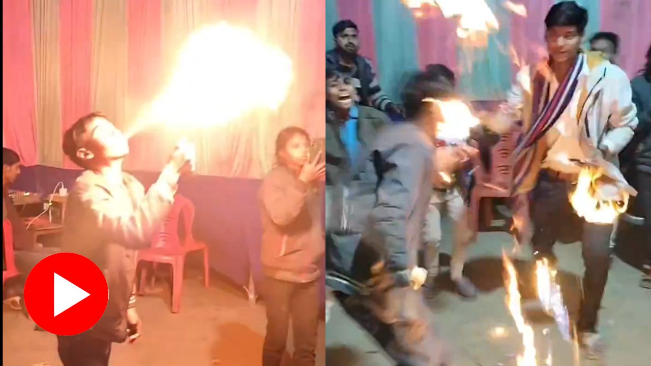 Video Shows boy performing stunt with kerosene, then something bizarre happened