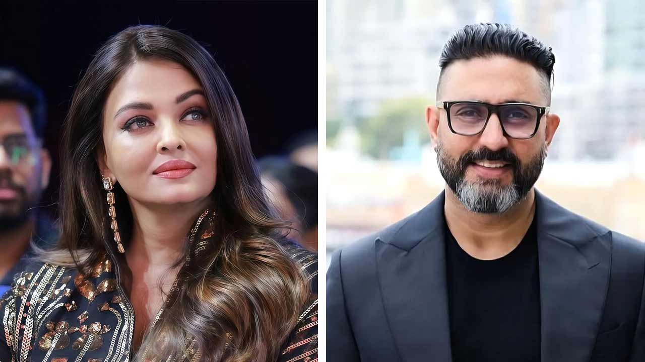 (বাঁ দিকে) ঐশ্বর্যা রাই বচ্চন, (ডান দিকে) অভিষেক বচ্চন।