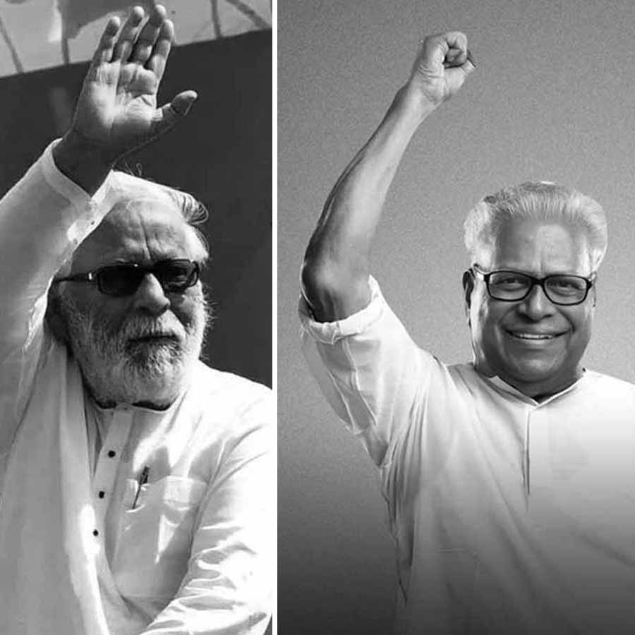 (বাঁ দিকে) বুদ্ধদেব ভট্টাচার্য এবং ভিএস অচ্যুতানন্দন (ডান দিকে)।