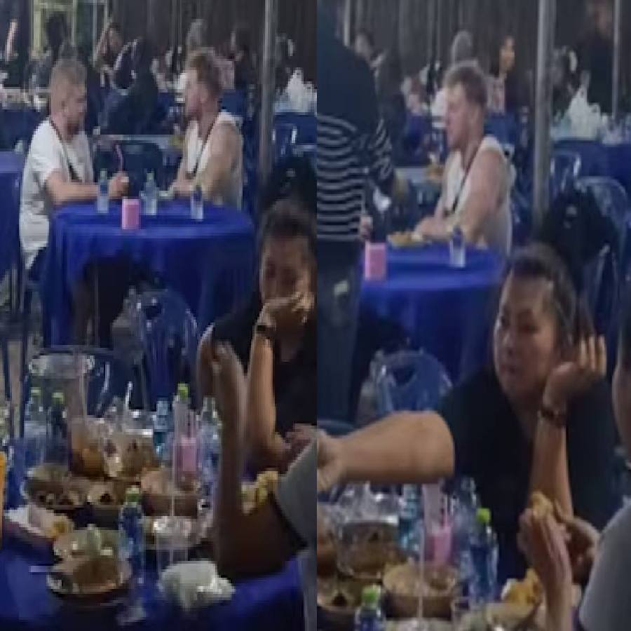 A group of foreign tourist walked into a funeral ceremony in Thailand