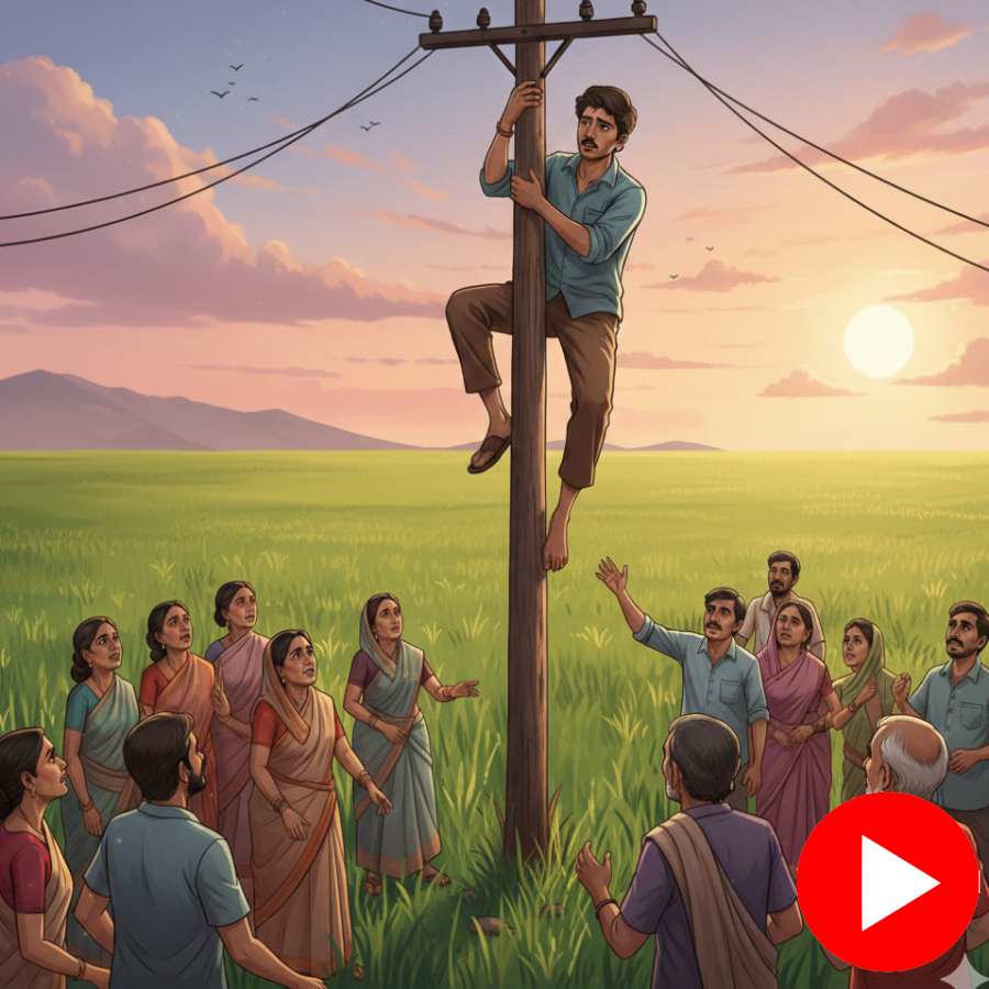 A video of boy climbed a high-tension power line to get his parents to agree to his marriage in UP dgtl