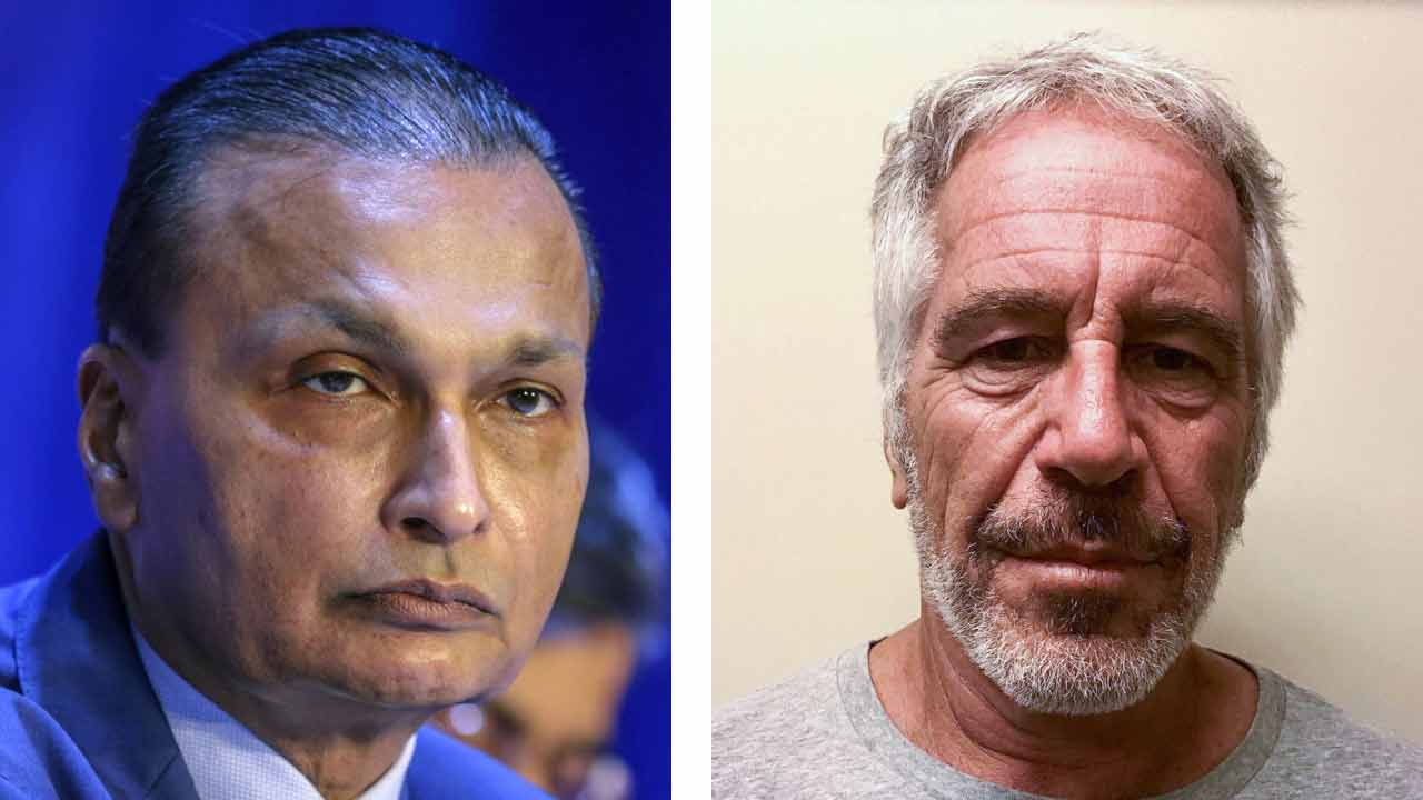 (বাঁ দিকে) অনিল অম্বানী। জেফ্রি এপস্টিন (ডান দিকে)।